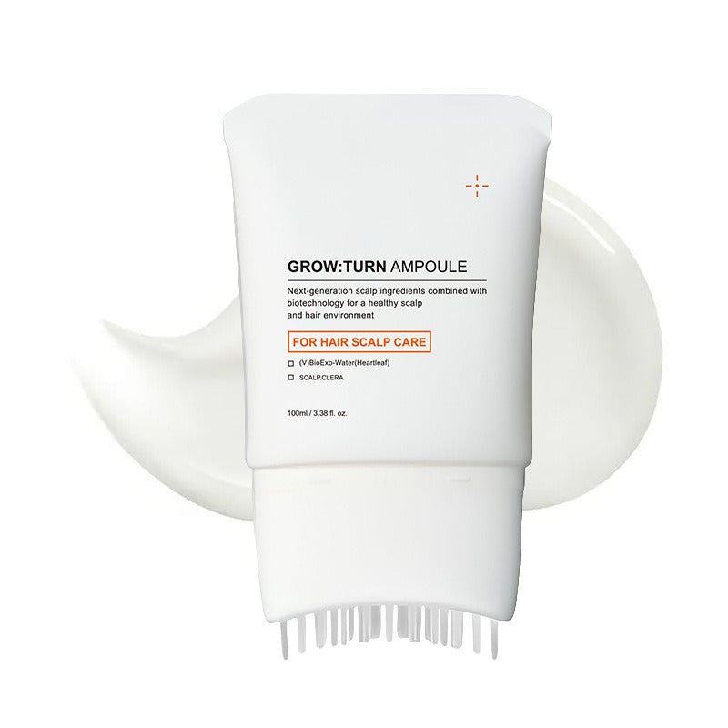 GROW:TURN Ampoule 100ml scalp serum tube with built-in silicone scalp comb applicator