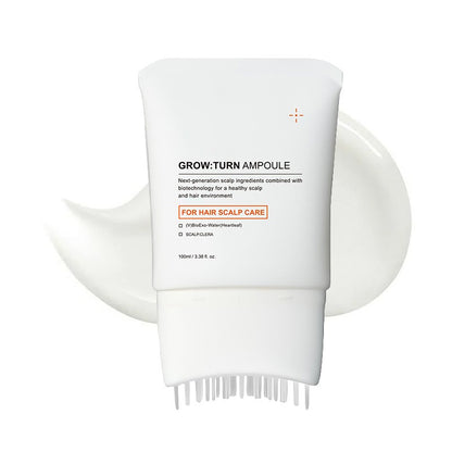 GROW:TURN Ampoule 100ml scalp serum tube with built-in silicone scalp comb applicator